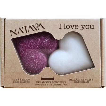 Natava Caja regalo Corazón - champú sólido + acondicionador + jabonera de cerámica