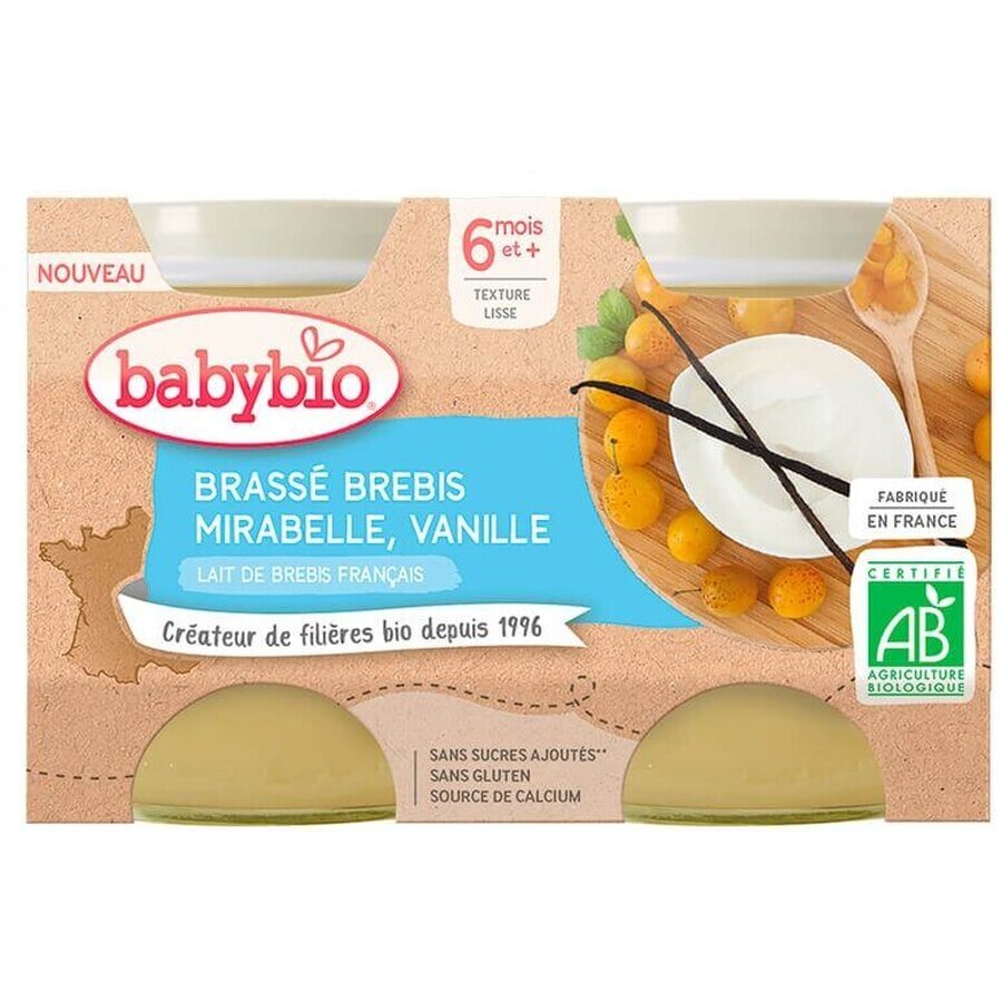 Babybio Brasserie schapenmelk + mirabelle + vanille 2 x 130 g