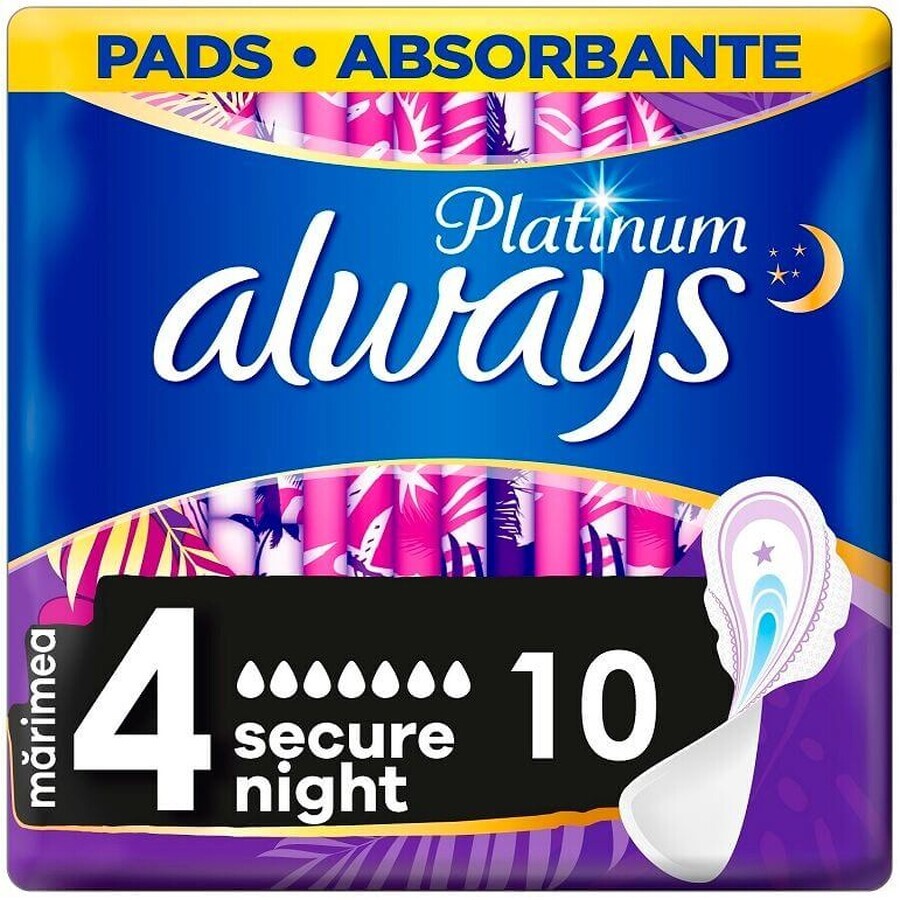 Always Platinum Secure Nighttime Sanitary Pads 10 pcs