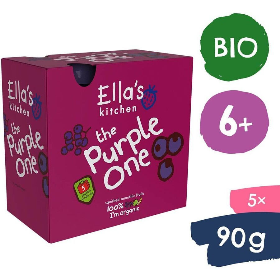 Ella's Kitchen Purea di frutta biologica di ribes nero Purple One 5 x 90 g