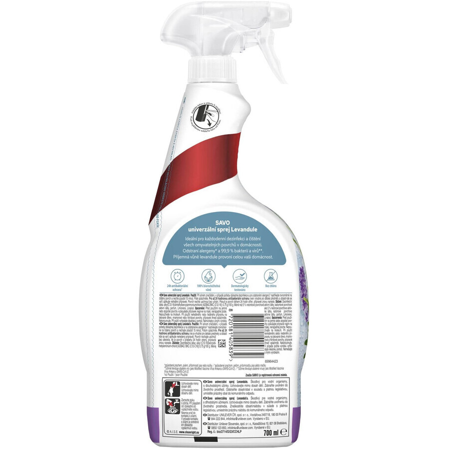 Spray dezinfectant și de curățare Savo Lavanda 700 ml