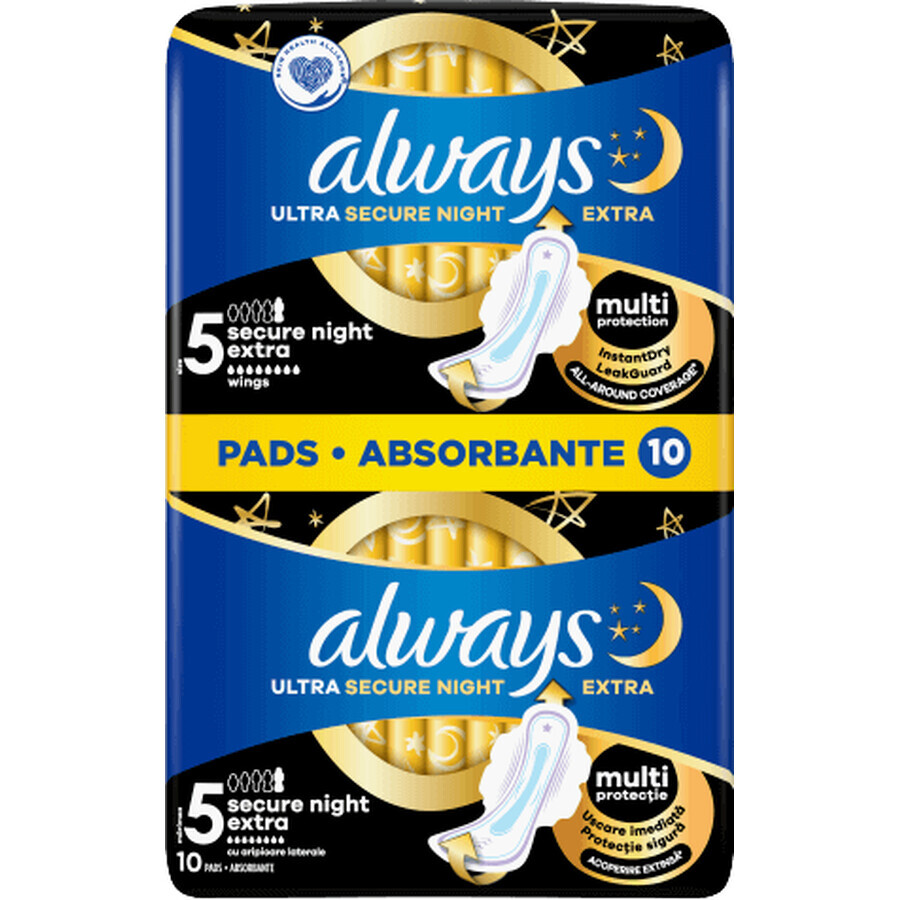 Always Ultra Sanitary Pads Secure Night Extra cu aripi 10 buc