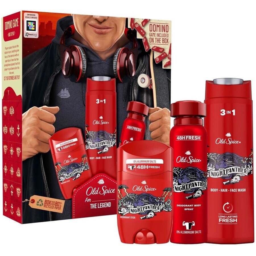 Old Spice City Explorer - Geschenkset mit festem Deodorant und Spray, Night Panther Duschgel