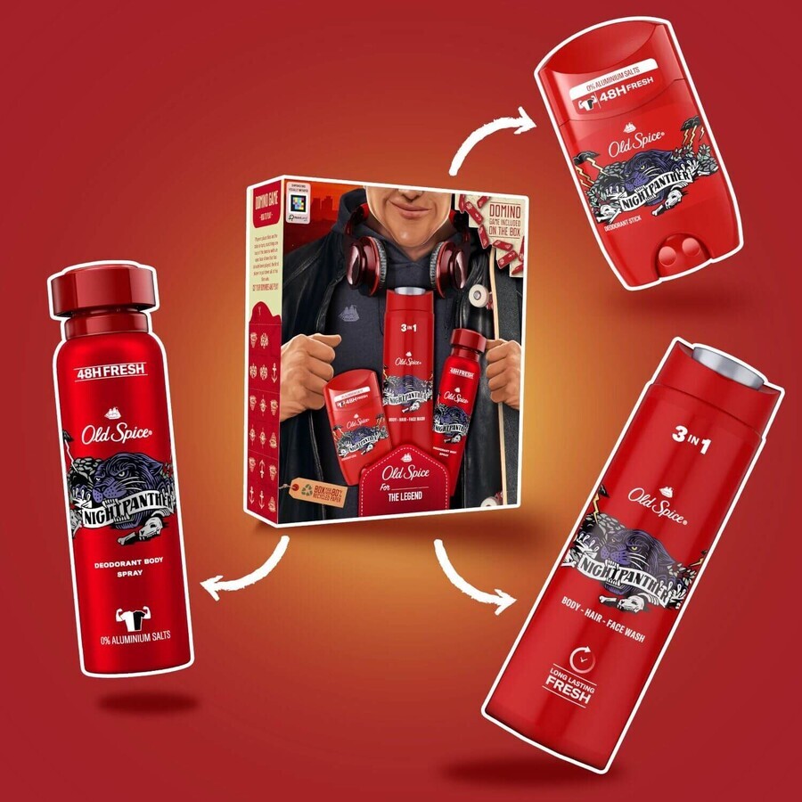 Old Spice City Explorer - Geschenkset mit festem Deodorant und Spray, Night Panther Duschgel