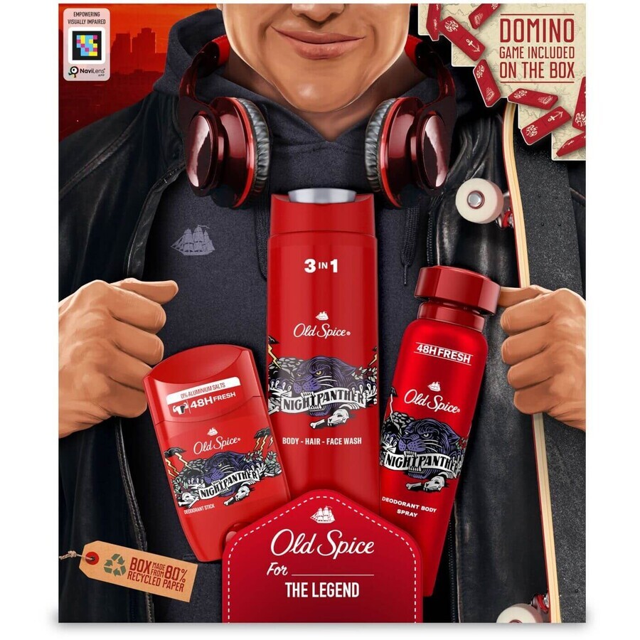 Old Spice City Explorer - Geschenkset mit festem Deodorant und Spray, Night Panther Duschgel