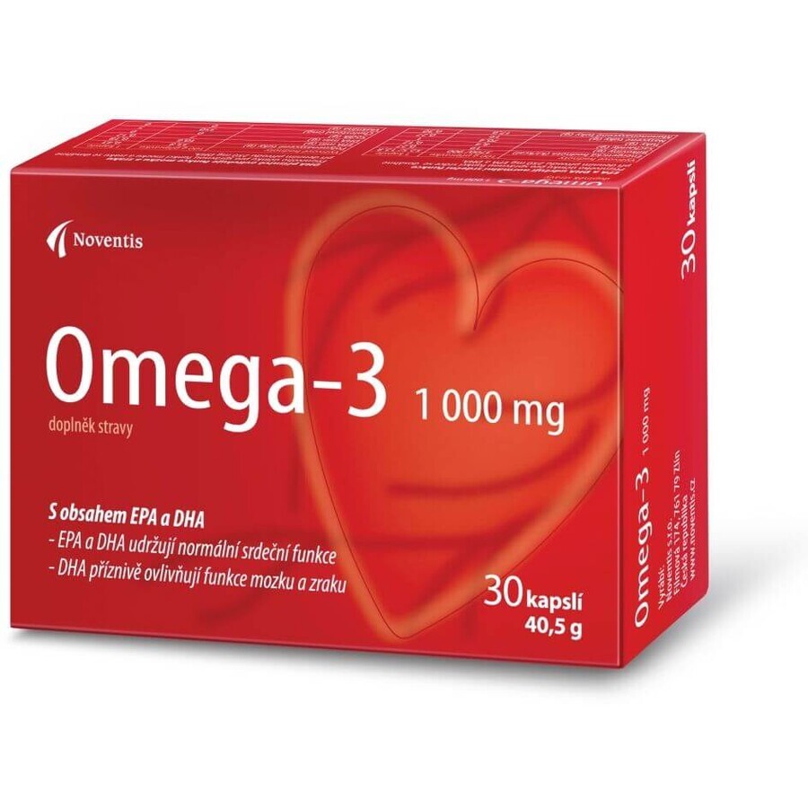 Noventis Omega-3 1000mg pour la santé du coeur et des vaisseaux sanguins 30 gélules