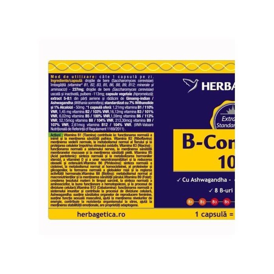 B-Complex 100, 60 capsules, Herbagetica