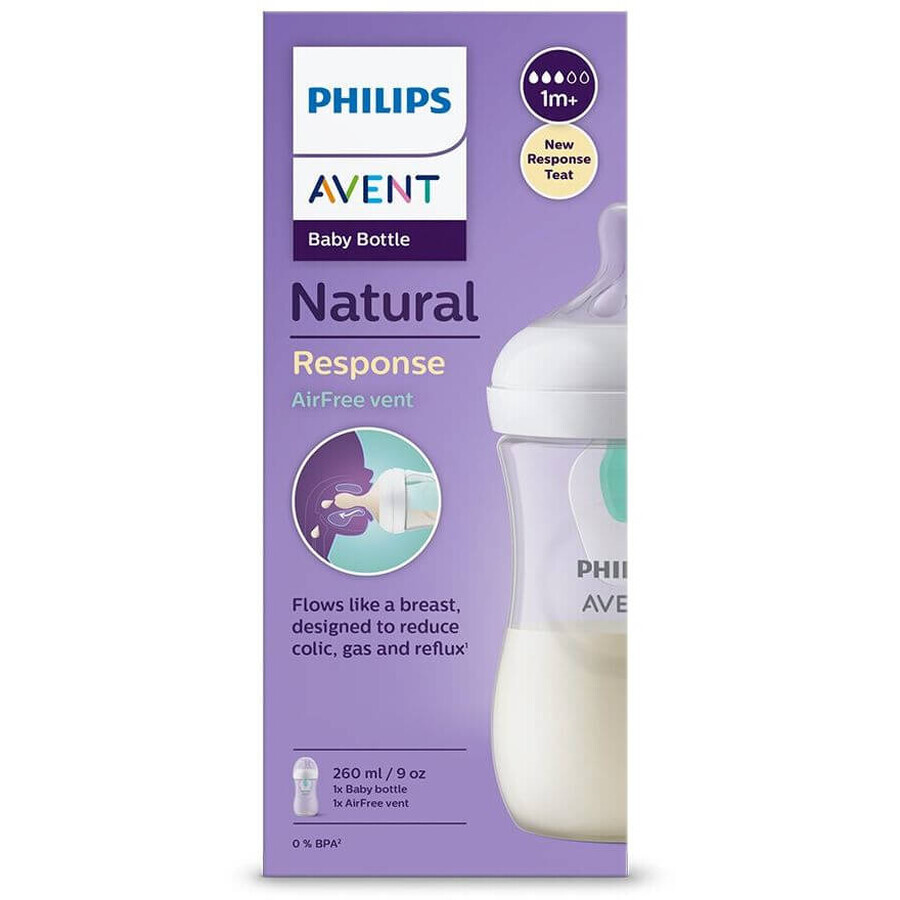 Philips Avent Natural Response Bottle with AirFree Valve 260 ml, 1m+