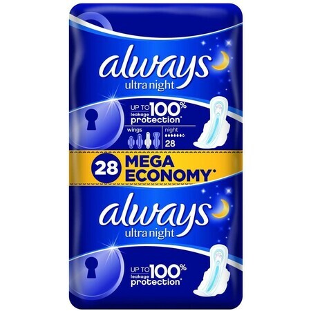 Always Ultra Night Sanitary Pads 28 pcs