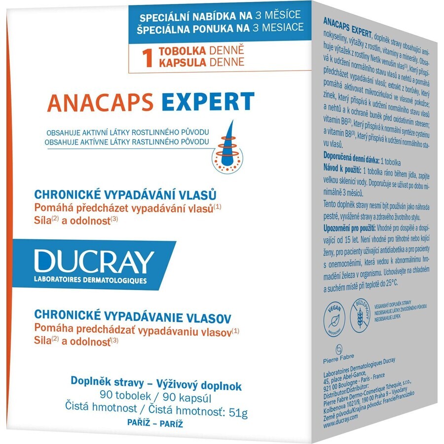 Ducray Anacaps Expert - pierderea cronică a părului 90 capsule