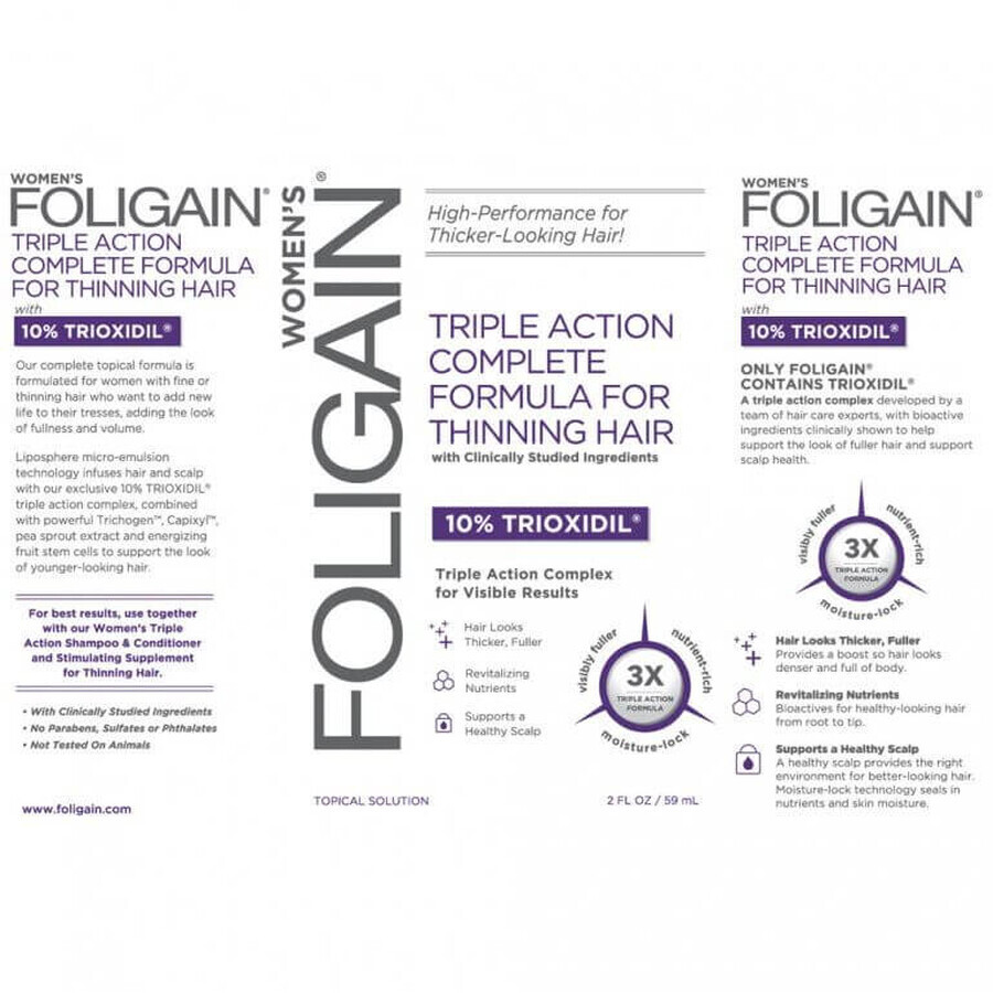 Foligain Siero anticaduta per capelli a tripla azione con Trioxynil al 10% per donna 59 ml