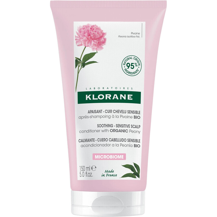 Klorane Balsam pentru păr cu BIO bujor - calmant pentru scalpul sensibil și iritat 150 ml