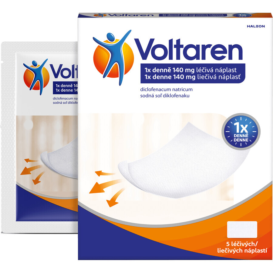 Voltaren medicinale pleister 1x daags bij rug-, spier- en gewrichtspijn 5 stuks