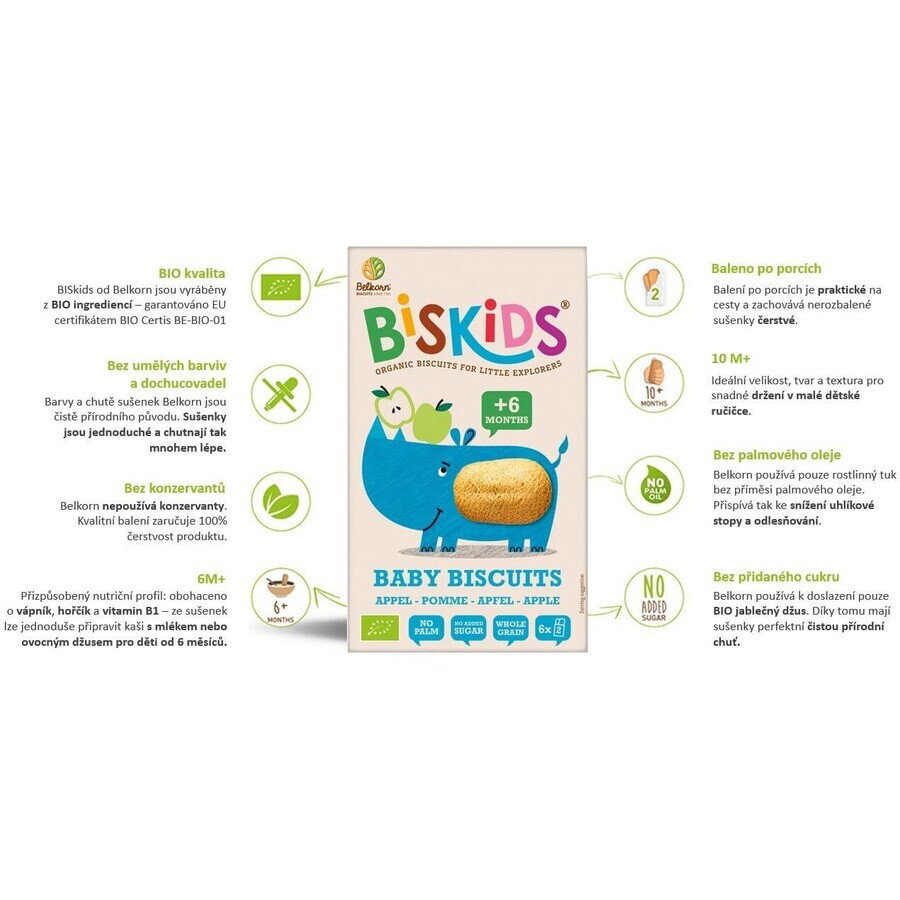 Belkorn BISkids Organic soft baby biscuits with apple juice without added sugar 120 g