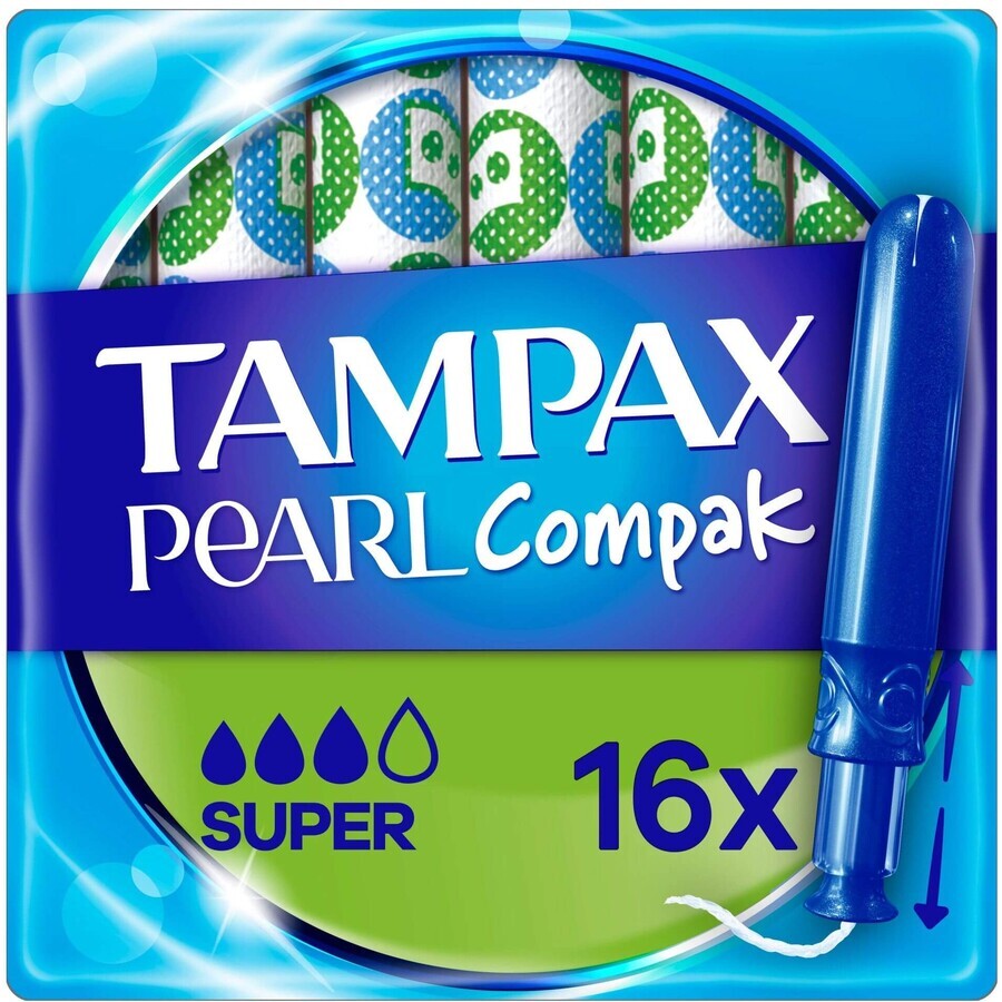 Tampax Compak Pearl Super Tampoane cu aplicator 16 buc