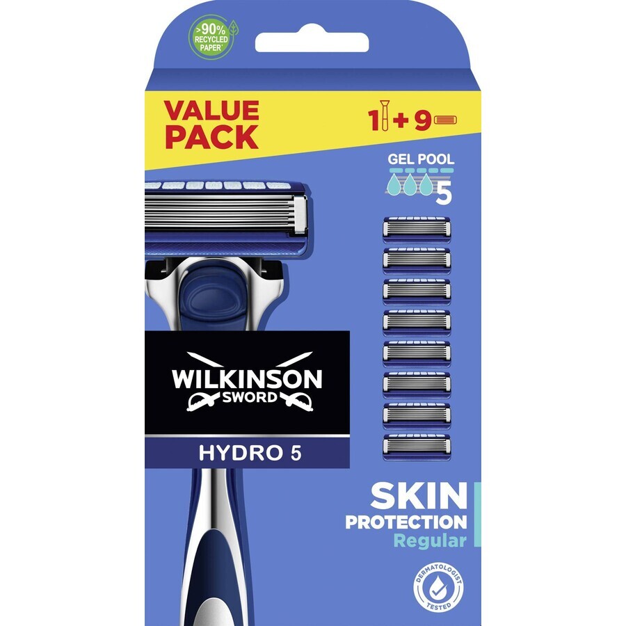 Wilkinson Sword Hydro 5 XXL afeitadora de protección + cabezales de recambio 9 piezas