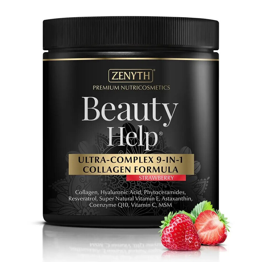 Beauty Help Ultra-Complex 9-in-1 Collageenformule met Aardbeiensmaak, 300 g, Zenyth