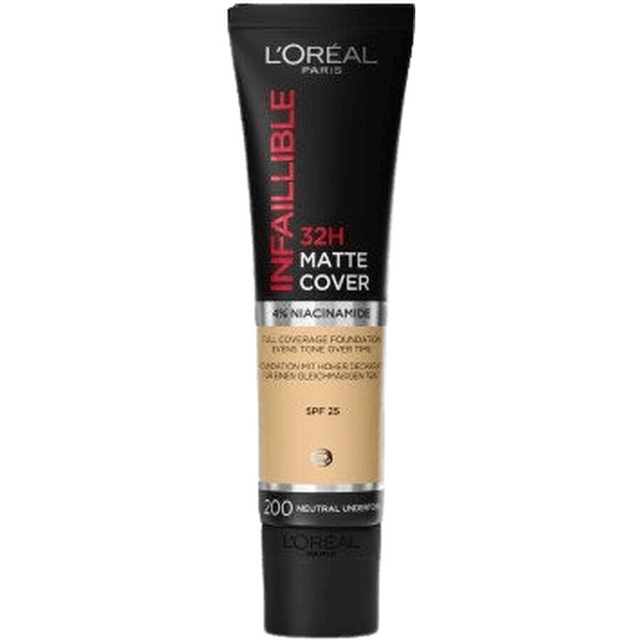 L'Oréal Paris Infaillible 32H Matte Cover 200 Sabbia dorata, copertura make-up 30 ml