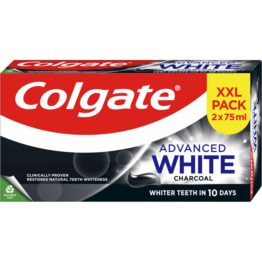 Colgate Advanced White Pasta dentífrica de carbón vegetal 2 x 75 ml