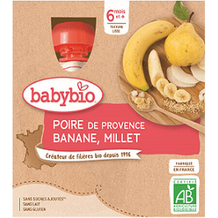 Babybio doypack peren met banaan en gierst 4 x 90 g