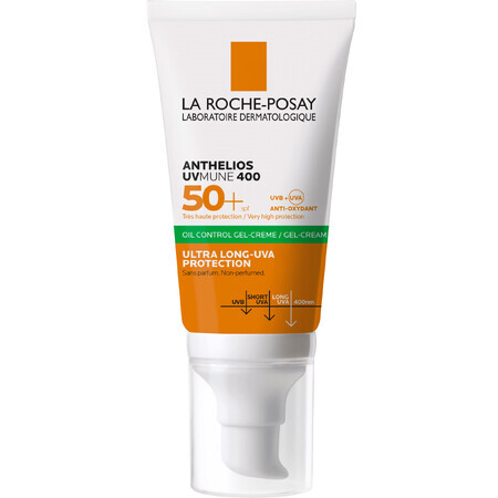 La Roche-Posay Anthelios UVMUNE 400 geurvrije oliebeheersende gel-crème SPF 50+ voor de gevoelige vette huid 50 ml