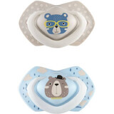 Canpol babies BONJOUR PARIS symmetrical silicone pacifier set BONJOUR PARIS blue 0-6m 2 pieces