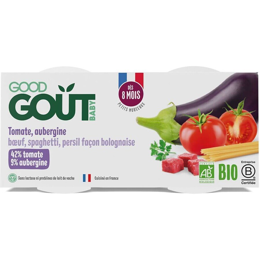 Good Goût Spaghete ecologice cu vinete și carne de vită 2 x 190 g