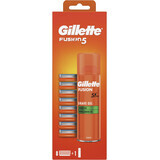 Gillette Fusion5 scheerhoofd voor mannen 8 stuks + Gillette Fusion5 Ultra Sensitive 200ml 9 stuks