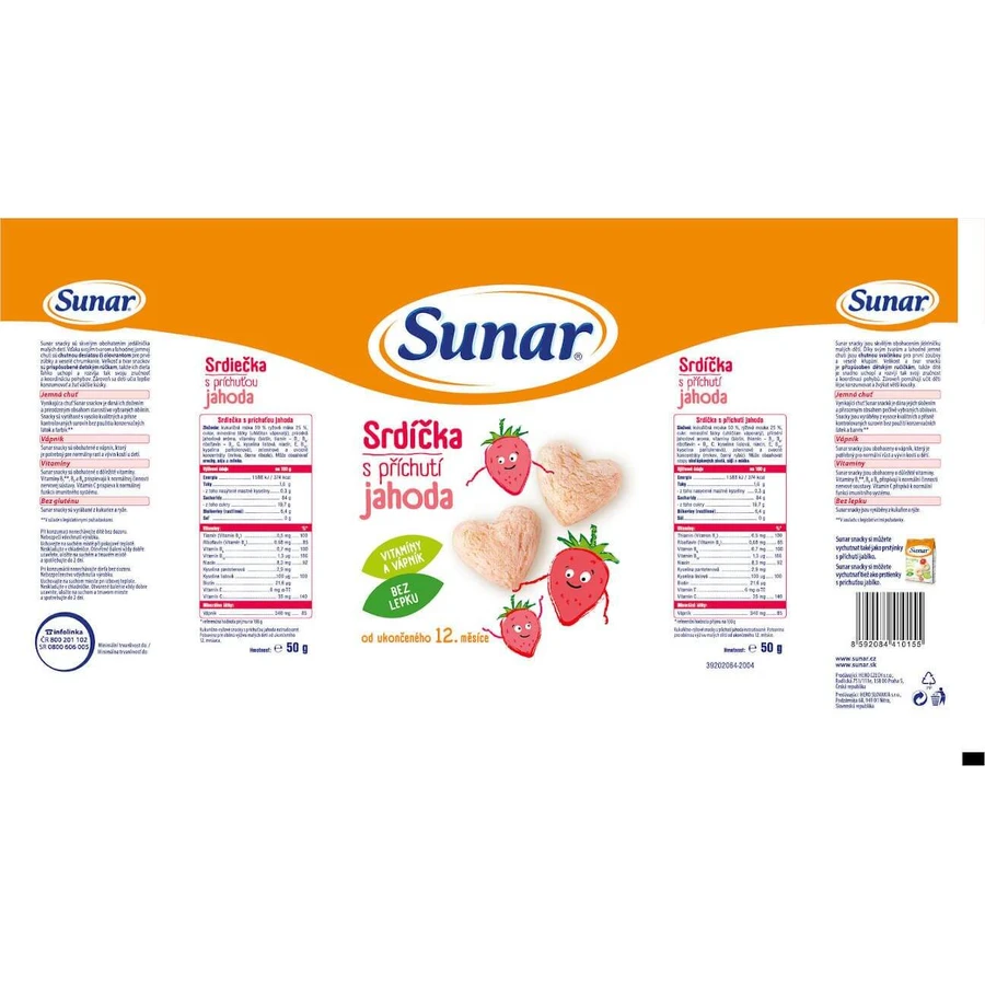 Sunar baby chips aardbeien hartjes 50 g