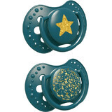 LOVI Silicone pacifier Dynamic Stardust 0 - 3 months - green 2 pcs