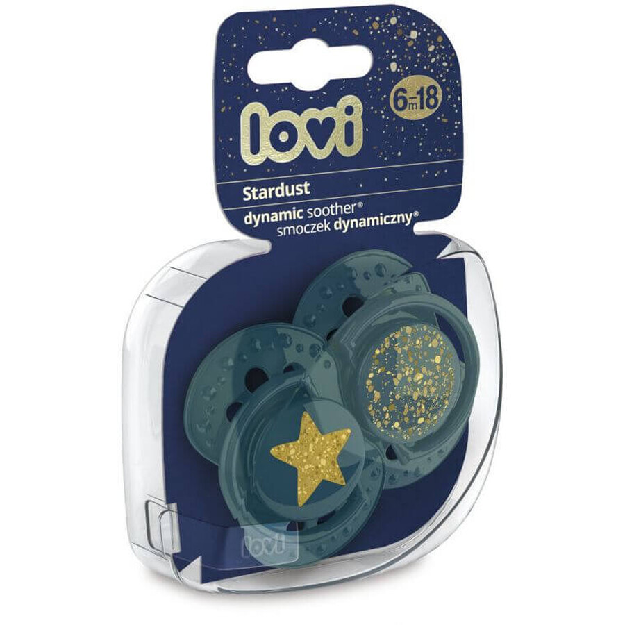 LOVI Sucette en silicone Dynamic Stardust Green 2 pcs