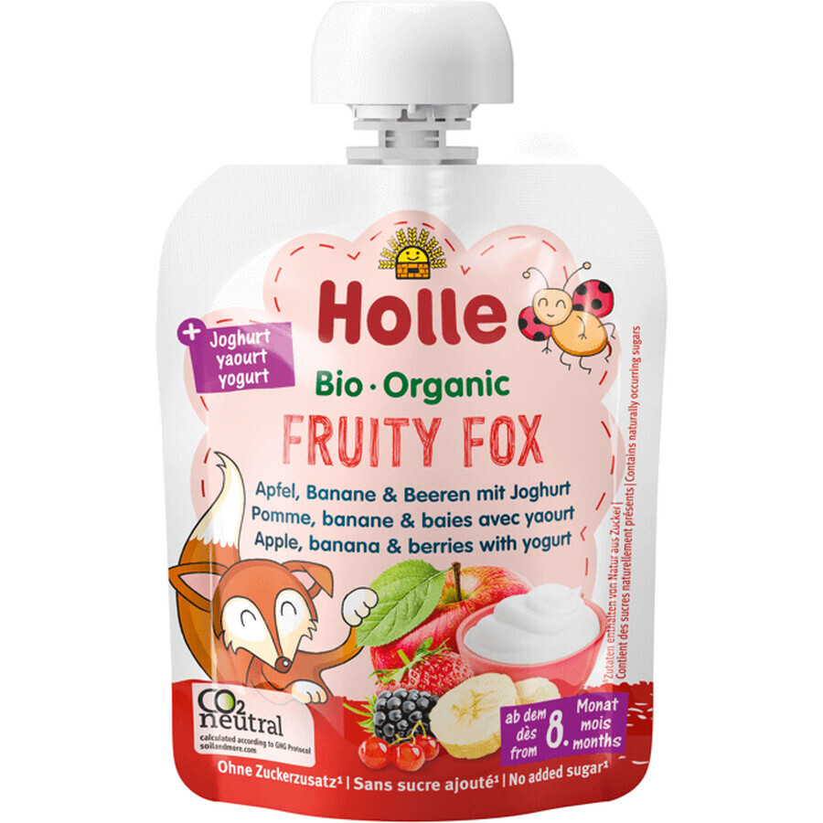 Holle Fruity Fox - biologische vruchtenpuree voor kinderen met yoghurt. 85 g