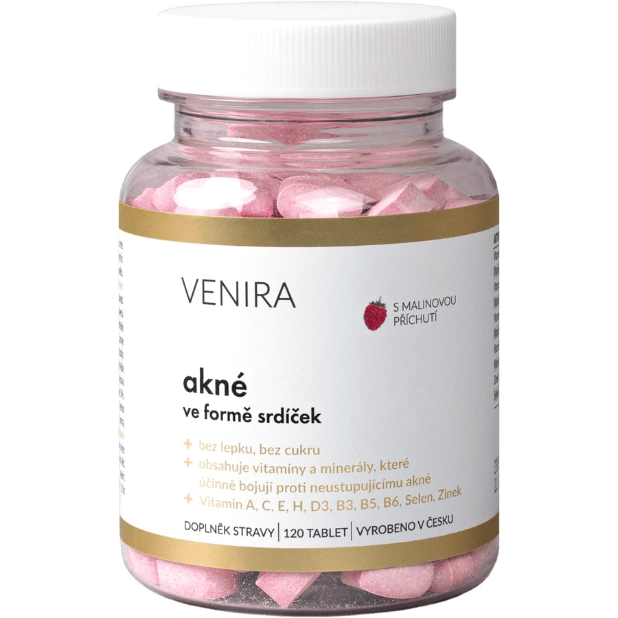 Venira Framboos Acne Hartjes 120 stuks