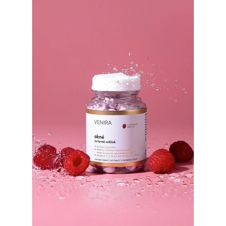 Venira Framboos Acne Hartjes 120 stuks