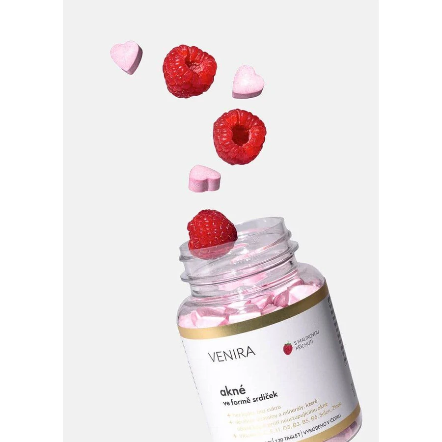 Venira Framboos Acne Hartjes 120 stuks