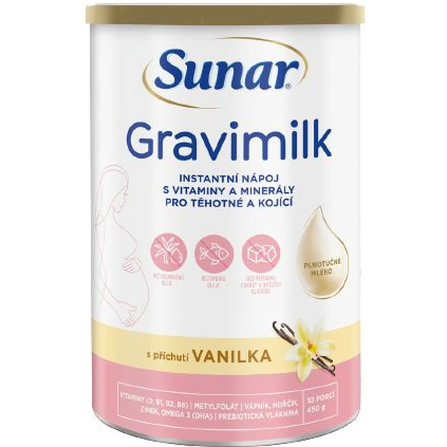 Sunar Gravimelk met vanillesmaak voor zwangere vrouwen en vrouwen die borstvoeding geven 450 g