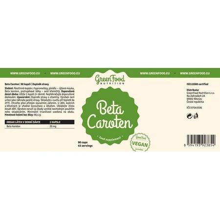 GreenFood Nutrition GreenFood Beta Caroteen 90 capsules