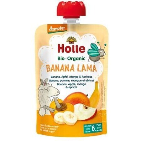 Holle Purea biologica, Banana Llama, banana, mela, mango e albicocca 100 g