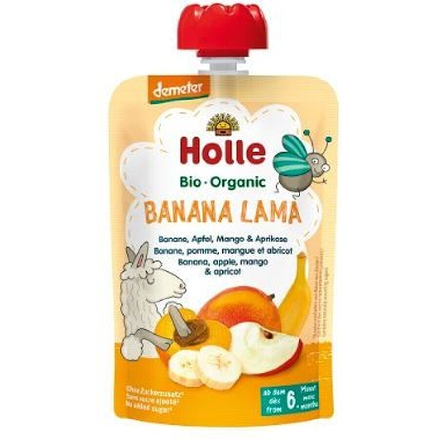 Holle Purea biologica, Banana Llama, banana, mela, mango e albicocca 100 g