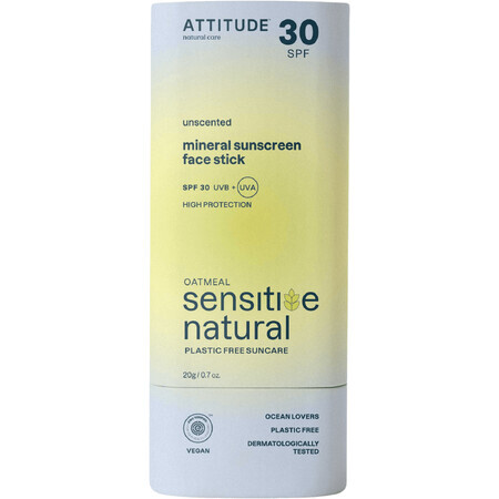 Attitude 100% Stick minerale per viso e labbra (SPF 30) per pelli sensibili e atopiche 20 g