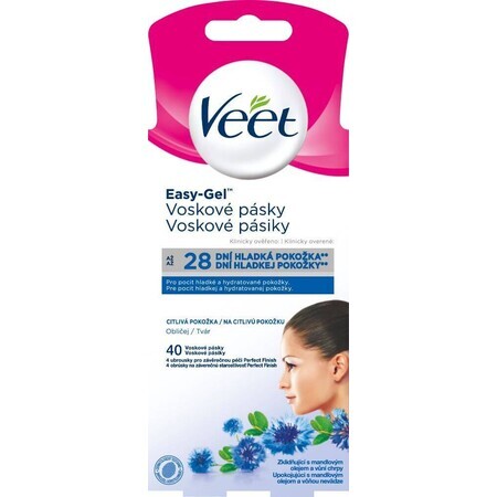 Veet Bandes de cire froide pour l'épilation du visage 40 pcs