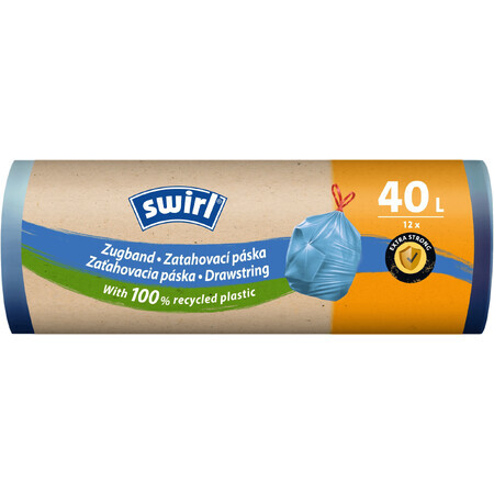 Swirl blue shrink-wrap waste bags 12 x 40 l