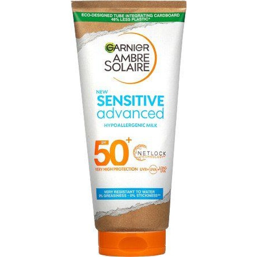 Garnier Ambre Solaire Sensitive Advanced Sunscreen Lotion, protezione molto alta per pelli leggermente sensibili, SPF 50+, 175 ml