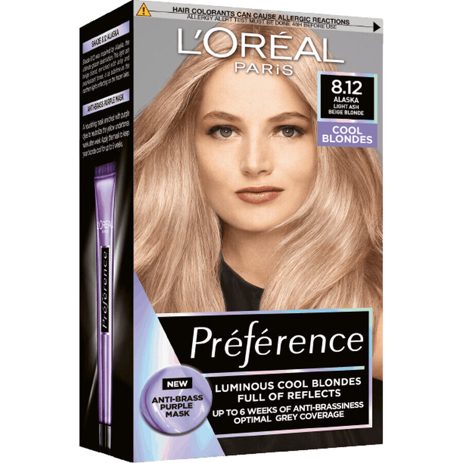 L'Oréal Paris Préférence permanent color 8.12 Alaska cool light blonde 192 ml