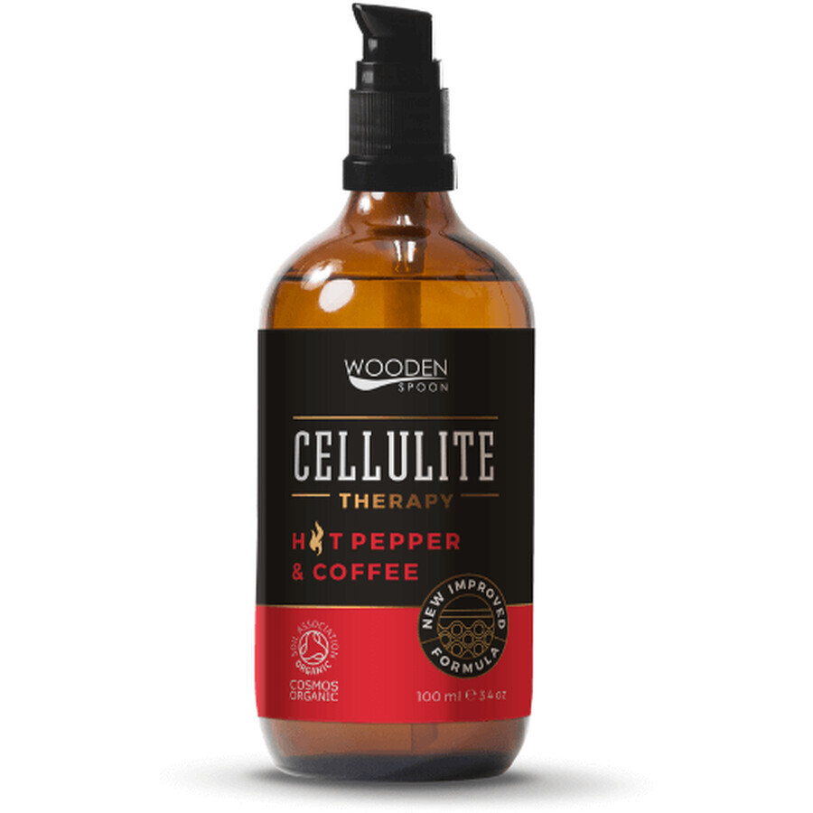 Houten lepel Anti-cellulitis olie met zwarte peper en koffie-extract 100 ml