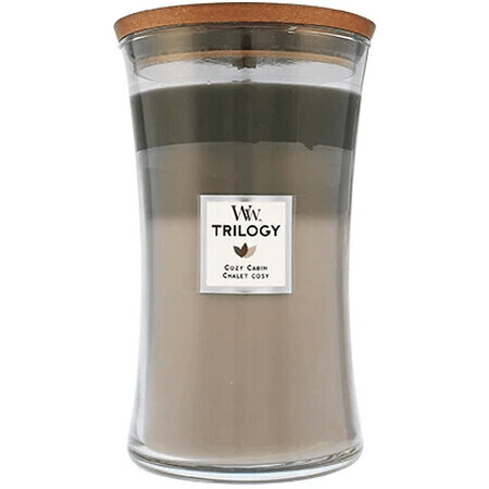 Woodwick Trilogy grote geurkaars, Cozy cabin 609 g