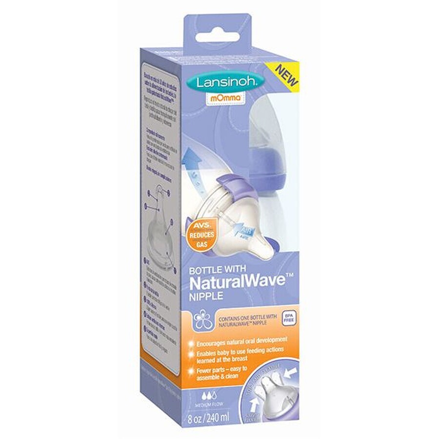 Lansinoh NaturalWave fles met speen 240 ml