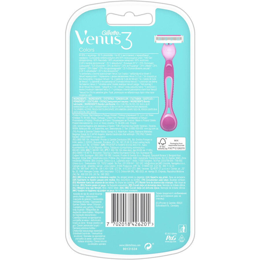 Gillette Venus Simply Venus3 Rasoio usa e getta Multicolore 6 pz.