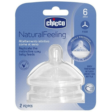 Chicco Chupete sensación natural 6m+ silicona. para papilla 2 pcs