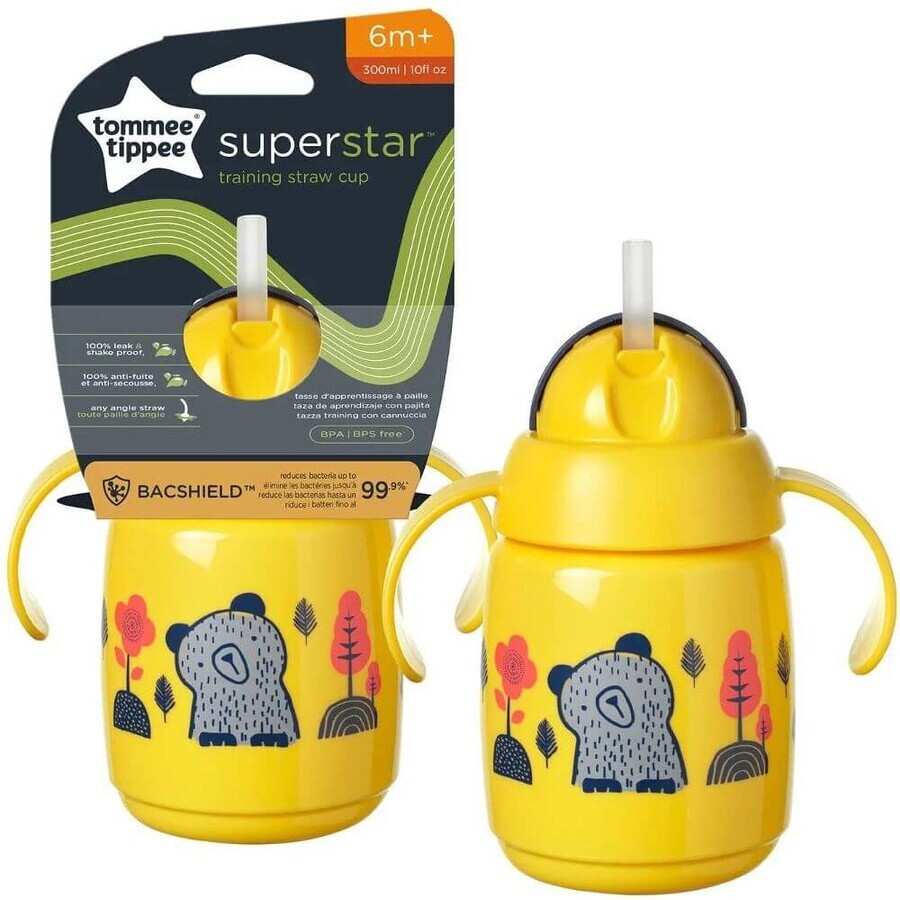 Tommee Tippee Superstar, 6m+, mug anti-fuite, jaune 300 ml